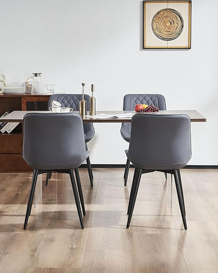 YOUNIKE Dining Chairs set of 2 with High Backs Mid Century Modern Kitchen & Dining Room Chairs PU Faux Leather Upholstered sillas de comedor Comfortable Padded Accent Chair with Metal Legs Dusty Blue - LeafyLoom