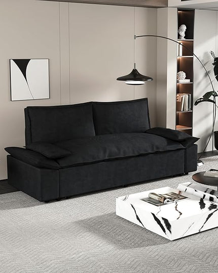 Functional Love Seats Convertible Queen Size Sofabed with 2 Lumbar Pillows, 70" Oversized Loveseat Sofa W/Pull Out Sleeper Couch Bed and Padded Armrests for Home Office Apartment Living Room - LeafyLoom