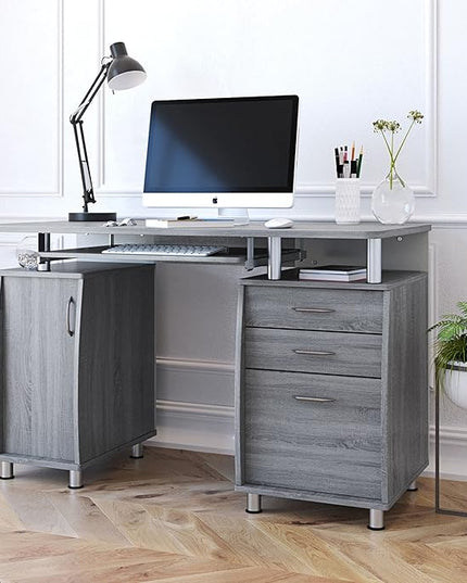 Techni Mobili Small Computer Desk in Gray - LeafyLoom