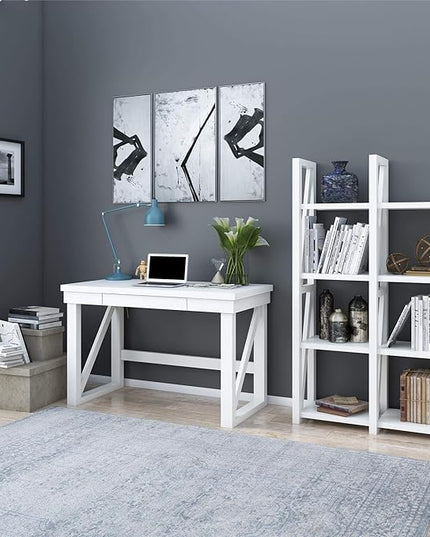 Ameriwood Home Crestwood, White Computer Desk, - LeafyLoom