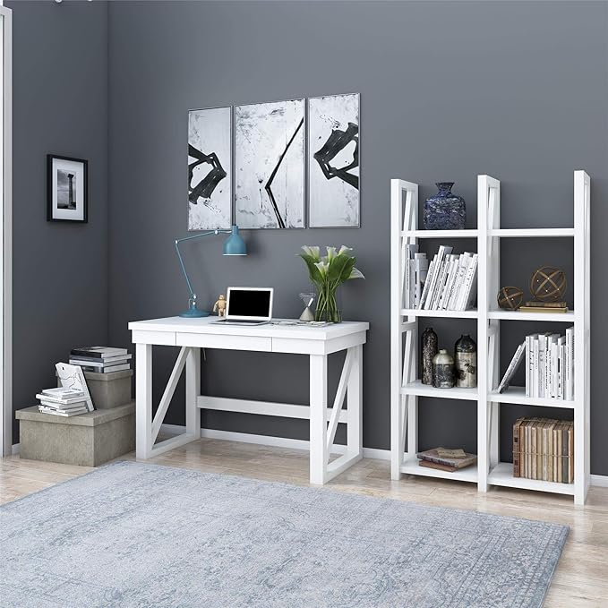 Ameriwood Home Crestwood, White Computer Desk, - LeafyLoom