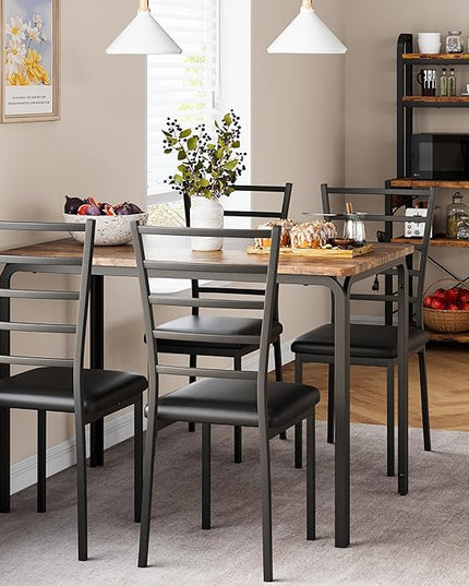 IDEALHOUSE Dining Table for 4, Small Table and Chairs Set of 4, Dinette Set for 4, Square Dinner Table Set, 5 Piece Kitchen & Dining Room Sets for Small Space (Vintage, Dining Table with 4 Chairs) - LeafyLoom