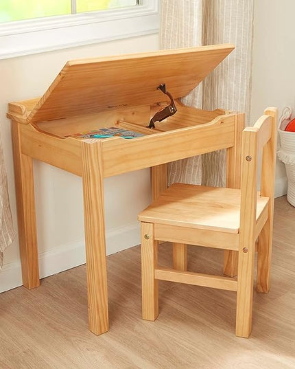 Melissa & Doug Wooden Lift-Top Desk & Chair - Honey - LeafyLoom