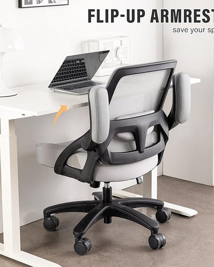 Big and Tall Office Chair 400lb- Mesh Ergonomic Heavy Duty Desk Chair- Flip Arms, Plus Size Wide Seat Executive Computer Chair for Large People- Home Office Swivel Rolling Task Chairs - LeafyLoom