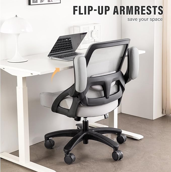 Big and Tall Office Chair 400lb- Mesh Ergonomic Heavy Duty Desk Chair- Flip Arms, Plus Size Wide Seat Executive Computer Chair for Large People- Home Office Swivel Rolling Task Chairs - LeafyLoom