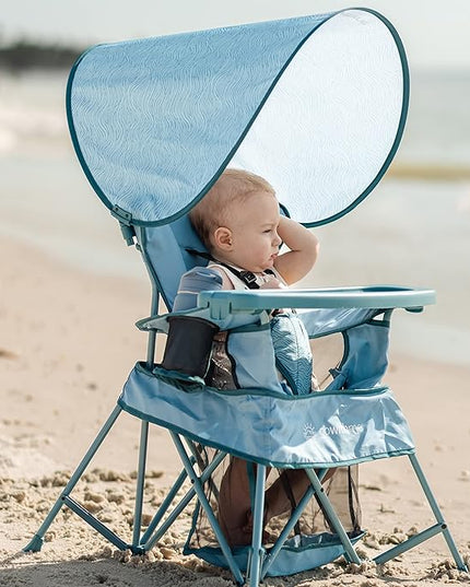 Baby Delight Go with Me Venture Portable Chair | Indoor and Outdoor | Sun Canopy | 3 Child Growth Stages | Blue Wave - LeafyLoom