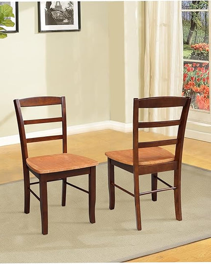 International Concepts Pair of Madrid LadderBack Chairs, Cinnamon/Espresso - LeafyLoom