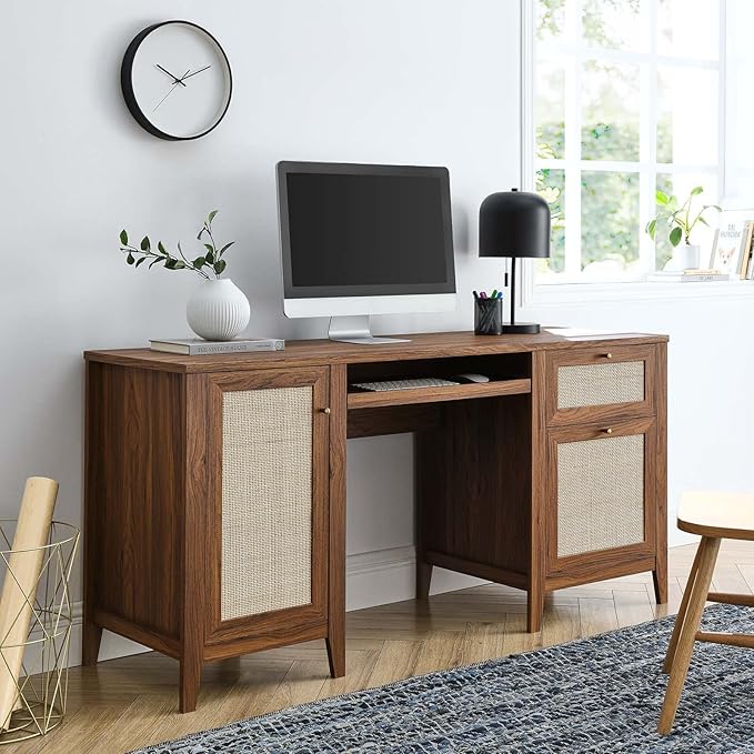 Modway Soma Desk, Walnut - LeafyLoom