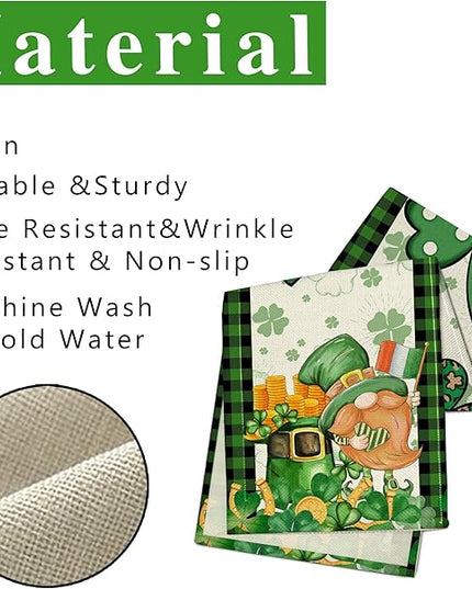 St Patricks Day Table Runner 72 Inches Long Gnome Shamrock Table Runner Happy Saint Patrick’s Day Decor for Kitchen Dining Table Home Party Decorations Unibyby