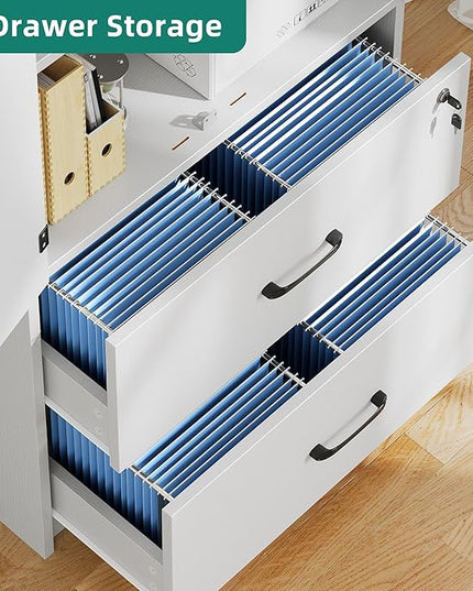 YITAHOME Wood File Cabinets, Heavy Duty Garage Tool Cabinets with Doors & Adjustable Shelves, Big Storage Filing Lockers for Home Office, Living Room, Pantry, Gym, Basement, Warehouse, White - LeafyLoom