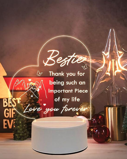 to My Bestie Gifts, Best Friend Birthday Gifts Night Light, Friendship Gifts for Women Friends, Best Friend Christmas Valentines Day Gift - LeafyLoom
