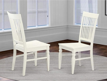 East West Furniture Weston Dining Room Slat Back Wood Seat Chairs, Set of 2, WEC-WHI-W - LeafyLoom