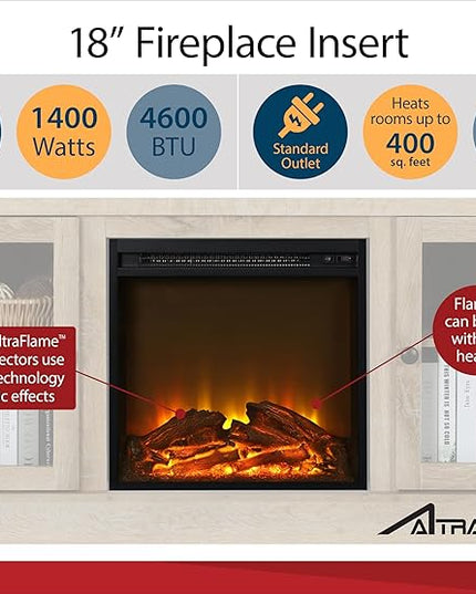 Ameriwood Home Carson Electric Fireplace TV Console for TVs up to 70", White - LeafyLoom