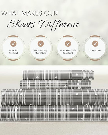 Linen Market 4 Piece King Bedding Sheet Set (Gray Polka) - Sleep Better Than Ever with These Ultra-Soft & Cooling Bed Sheets for Your King Size Bed - Deep Pocket Fits 16" Mattress - LeafyLoom