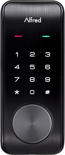 Alfred DB2-B Smart Door Lock Deadbolt Touchscreen Keypad, Pin Code + Key Entry + Bluetooth, Up to 20 Pin Codes (Black) ALFRED