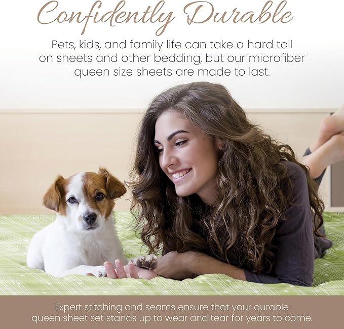 Linen Market 4 Piece Sheet Set Patterned, California King, Polkadot Moss - LeafyLoom