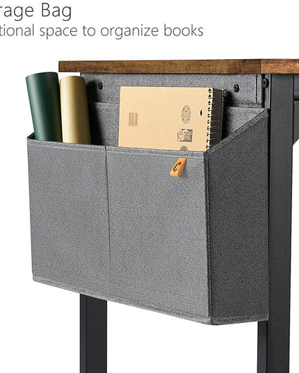 CubiCubi Study Computer Desk 40" Home Office Writing Small Desk, Modern Simple Style PC Table, Black Metal Frame, Rustic Brown - LeafyLoom