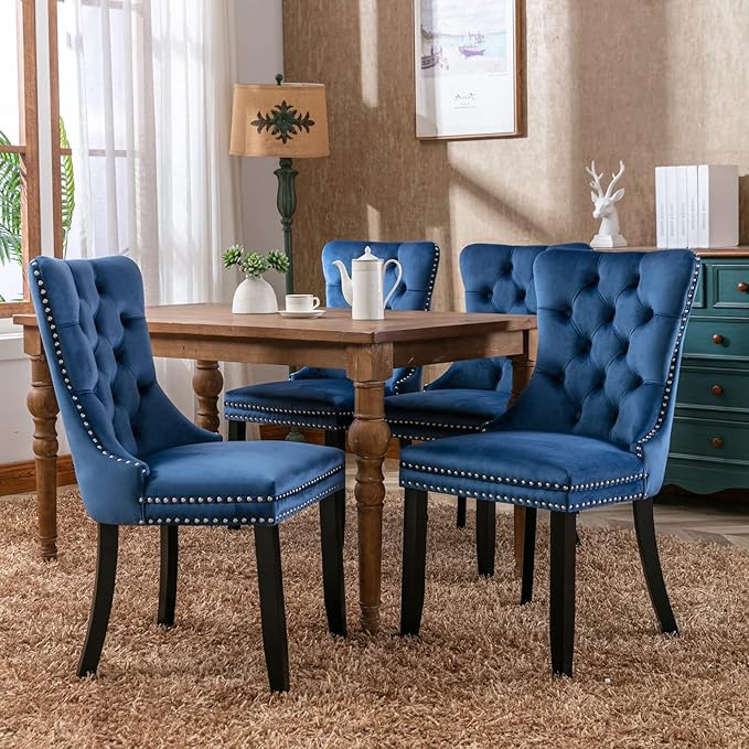 NicBex Haerin-SD-00098-LWJ Dining Chairs, 25.5"x19.7"x37.4", Blue - LeafyLoom