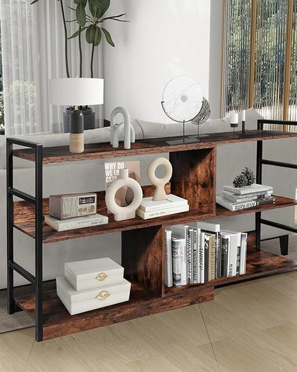 TV Stand Entertainment Center, Modern Deformable Television Stand with Open Storage Shelves, Media TV Console Table for 55 Inch TV, Wooden TV Cabinet for Living Room and Bedroom - LeafyLoom