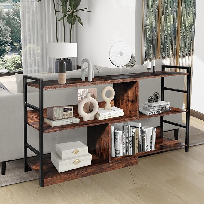 Deformable TV Stand, Entertainment Center with Storage, Open Shelves Modern Television Stands for 55 Inch TV, Wood TV Console Entryway Table Media Console Cabinet for Bedroom Living Room - LeafyLoom