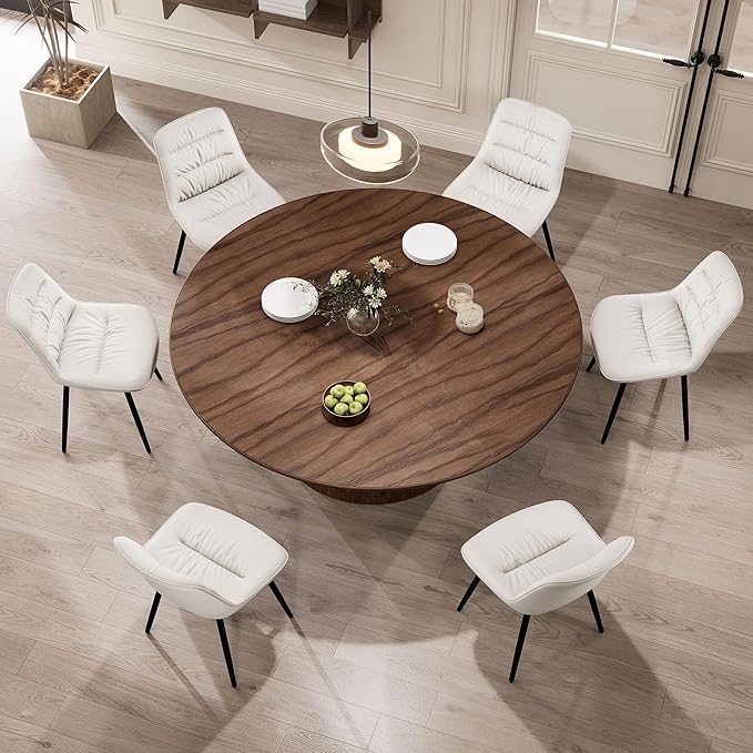 Kidol & Shellder Modern Dining Chairs Set of 2 Kitchen & Dining Room Chairs Upholstered Accent Chair Living Room Chairs Kitchen Chairs Comfy Chair for Bedrooms Waiting Room Home(White) - LeafyLoom