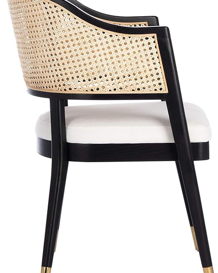 Safavieh Couture Home Collection Rogue Black/Natural Rattan Living Room Dining Accent Chair (Fully Assembled) SFV4106A - LeafyLoom