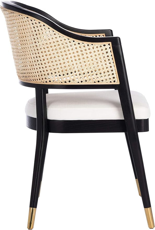 Safavieh Couture Home Collection Rogue Black/Natural Rattan Living Room Dining Accent Chair (Fully Assembled) SFV4106A - LeafyLoom