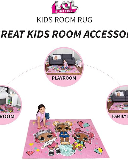 Franco Kids Room Non Slip Area Rug, 69 in x 52 in, LOL Surprise - LeafyLoom