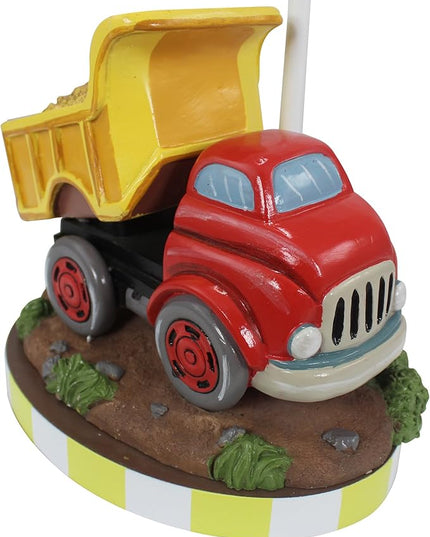 Fantasy Fields Kids Small Table Lamp, Truck Lamp, Car Lamp for Boys Room with Construction Truck Base & Helicopter Printed Shade, Transportation Themed - LeafyLoom