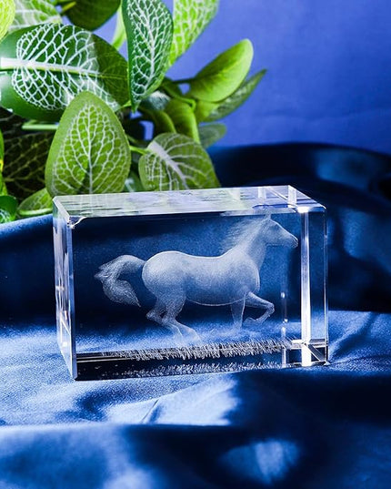 Qianwei Horse Gifts for Girls Women Horse Lovers, 3D Crystal Horse Stuff Glass Figurine Decor for Home Horses Statue Gift Mother Day Birthday for Mom Mother Mama from Daughter Son - LeafyLoom
