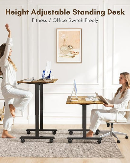 Electric Standing Desk 48 Inch, Ergonomic Height Adjustable Table with T-Shaped Metal Bracket Modern Computer Workstations for Home Office, Rustic Brown, 48 x 24 Inch - LeafyLoom