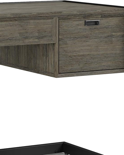 SIMPLIHOME Hampden SOLID ACACIA WOOD Modern Industrial 60 Inch Wide Desk in Weathered Grey, For the Office Desk, Writing Table, Workstation and Study Table - LeafyLoom