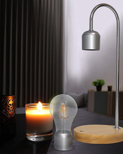 Magnetic Levitating Bulb Lamp - Cool Floating Lamps for Office and Home Decor -Magnetic Levitation Night Light, 6.3” x 4.3” x 14.4”, Chrome/Silver - LeafyLoom