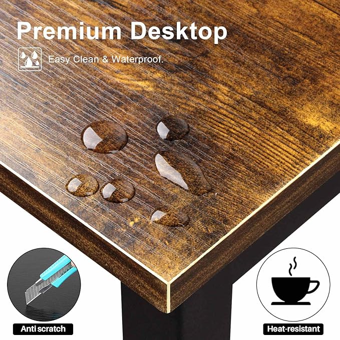 Aquzee Computer Desk with Hutch & Shelves, 47in Wide Desk with Bookshelf, 47“W x 23.6“D x 65“H Tall Home Office Desk, Metal Legs Study Table with Upper Storage Shelf for Study Writing/Workstation - LeafyLoom