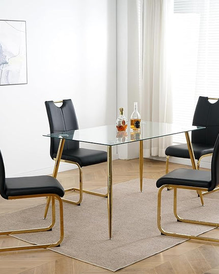 NicBex Haerin-SD-00371-LWJ Dining Chairs, 16.5"x17.9"x38.2", Black and Gold - LeafyLoom