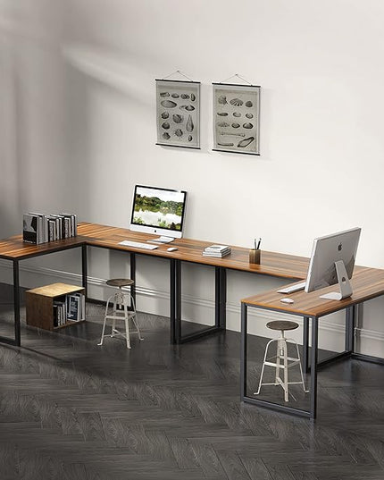 SHW Home Office 48-Inch Computer Desk, 24" Deep, Walnut - LeafyLoom