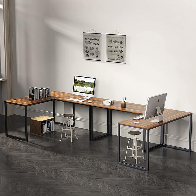 SHW Home Office 48-Inch Computer Desk, 24" Deep, Walnut - LeafyLoom