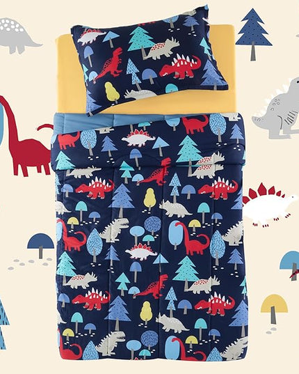 SLEEP ZONE Kids Bedding Twin Comforter Set - Cute Printed for Boys, Girls, Teens, Super Soft, Fade Resistant (Dinosaur Land, Twin) - LeafyLoom