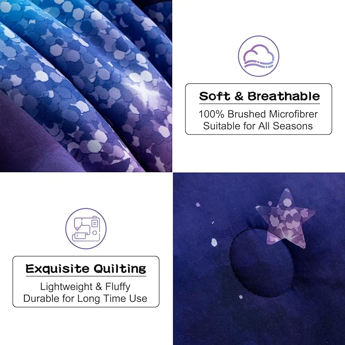 Meeting Story Dinosaur Comforter Set, Fluorescence Gradation Unicorn Twin Comforter Set, 3 PCS 1 Comforter and 2 Pillowcases in One Bag, All Season Bedspread for Kids Teens Adults（Full） - LeafyLoom