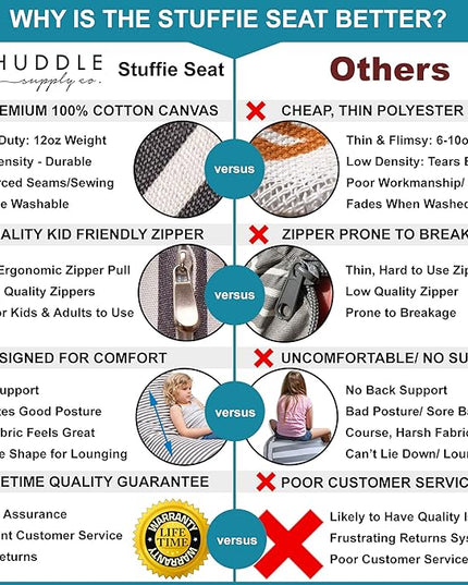 HUDDLE Original Stuffed Animal Bean Bag Storage Extra Large Designer Beanbag Chairs for Kids Teens & Adults | Instant Clutter Clear for Stylish Moms - Stuffed Animal Storage Bean Bag Chair Grey Stripe - LeafyLoom