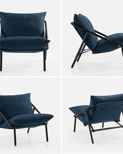 ZINUS Ada Sling Accent Chair, Metal Framed Armchair with Shredded Foam Cushioning, Navy - LeafyLoom