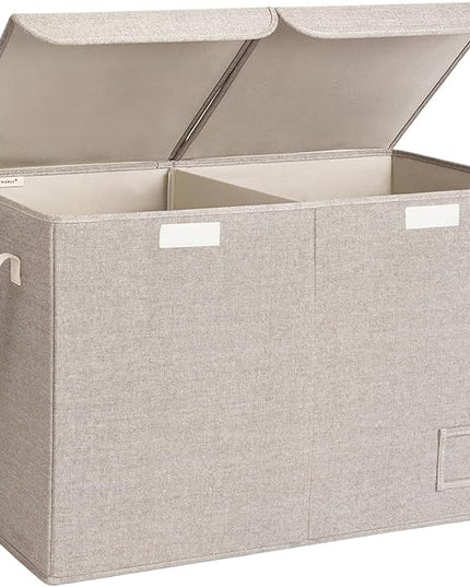 StorageWorks Toy Storage Organizer with Flip-Top Lids, Toy Bins for Living Room, Nursery Room, Playroom, Large Toy Chest for Kids, Brown and Beige, 24 ¾"L x 13" W x 16" H - LeafyLoom