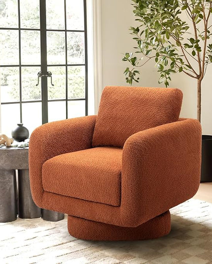 COLAMY Swivel Accent Chairs Set of 2, 32Inches Wide Upholstered Armchair with Plush Back Pillow for Living Room, Modern Sofa Corner Chair for Nursery/Living Room/Bedroom-Orange - LeafyLoom