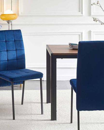 NicBex Velvet Dining Chairs, Upholstered Reception Chairs, High Back Nordic Dining Chair with Metal Legs for Home Kitchen, Living Room, Set of 4, Blue - LeafyLoom