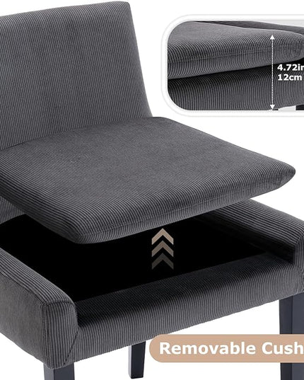 COLAMY Modern Dining Chairs Set of 6, Upholstered Corduroy Accent Side Leisure Chairs with Mid Back and Wood Legs for Living Room/Dining Room-Grey - LeafyLoom