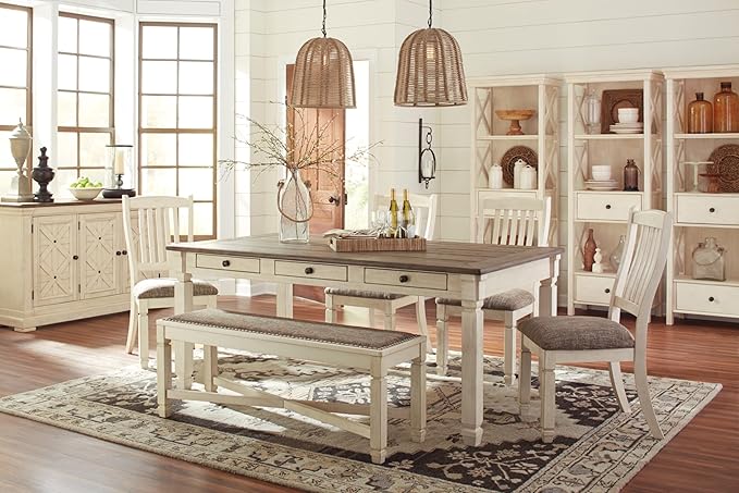 Signature Design by Ashley Bolanburg 20" Upholstered Dining Room Chair, Set of 2, Antique White - LeafyLoom
