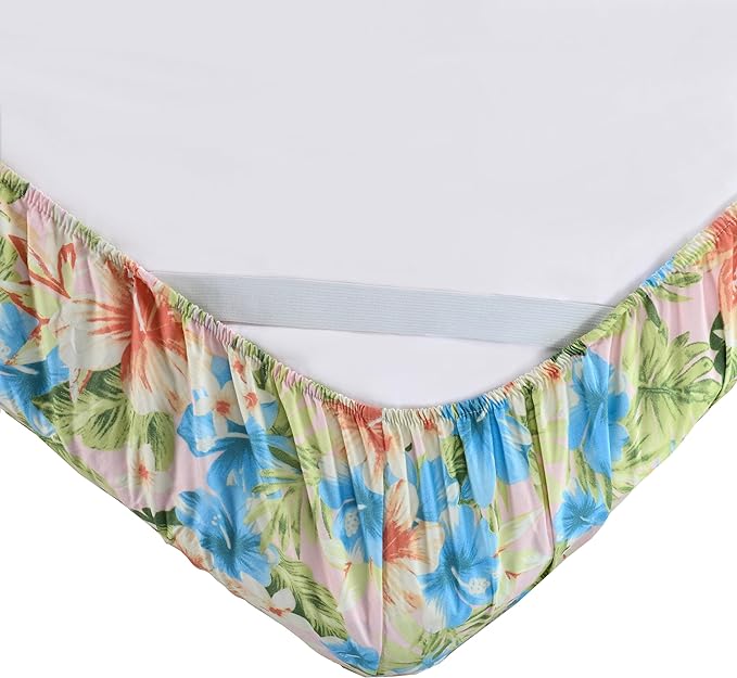 Elegant Comfort Softest and Coziest 6-Piece Sheet Set - 1500 Premium Hotel Quality Microfiber - Deep Pocket, Wrinkle Resistant 6-Piece Floral Magnolia Pattern Bed Sheet Set, Twin, Magnolia - LeafyLoom