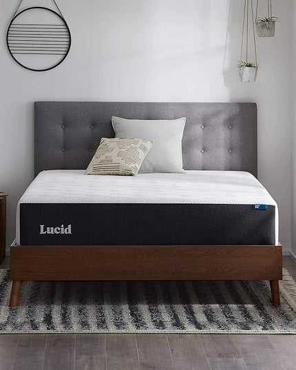 LUCID 12 Inch Memory Foam Mattress - Medium Feel - Memory Foam Infused with Bamboo Charcoal - Gel Infusions - CertiPUR-US Certified - Breathable - King - LeafyLoom