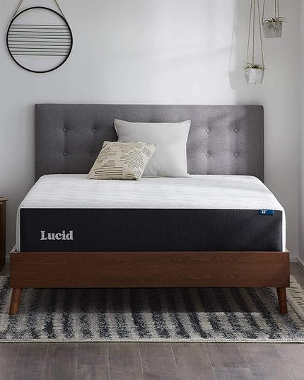 LUCID 12 Inch Memory Foam Mattress - Medium Feel - Memory Foam Infused with Bamboo Charcoal - Gel Infusions - CertiPUR-US Certified - Breathable - Twin XL - LeafyLoom
