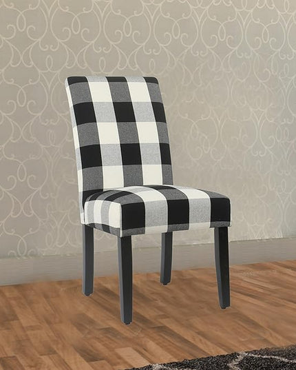 HomePop Classic Parsons Dining Chairs, Pack of 2, Black Plaid(Set of 2) - LeafyLoom